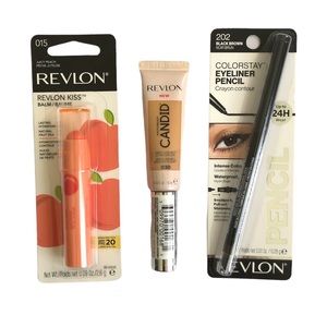 Revlon Makeup Bundle Kiss Balm Candid Concealer & Eyeliner Pencil